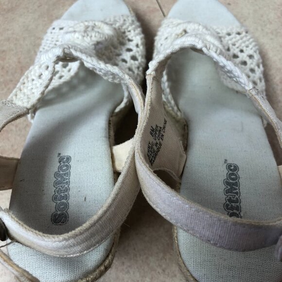 NWOB SoftMoc Emmy White Crochet Espadrilles Wedge Sandals Size 8 - Picture 11 of 13